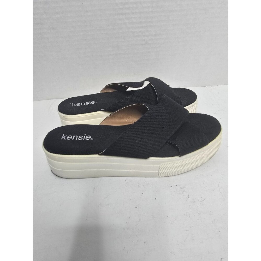 Kensie Rone Black Platform Sandals Slides - Picture 8 of 8